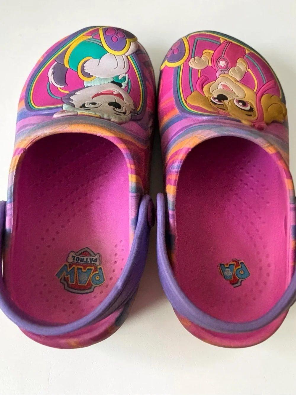 Paw Patrol Skye Everest Girls Clogs Size 9/10 Pink Purple Rainbow Tie Dye shoes